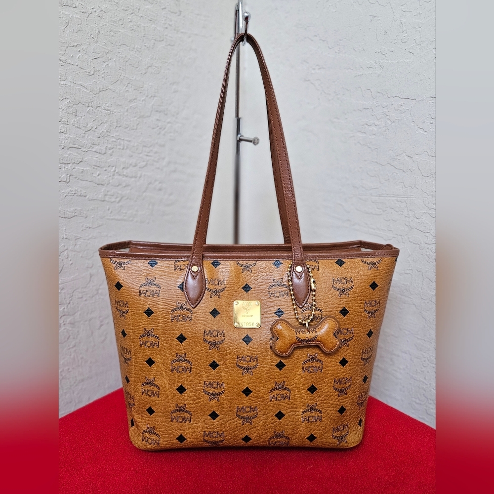 MCM Cognac Small Shoulder Tote Bag AUTHENTIC